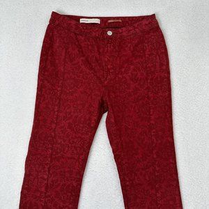 Pilcro Anthropologie Women's High Rise Floral Stretch Denim Leggings Size 28 Red